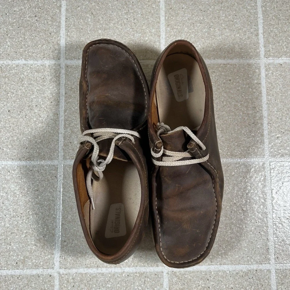 Clarks Originals Shoes Wallabee Mens 11 M Beeswax Brown Leather Moccasins Casual